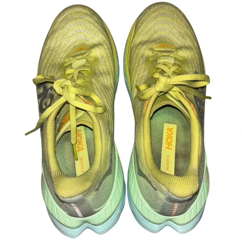 Hoka Mach 5 Celadon Lemonade Running Shoes Womens 10B 1127894 COLG